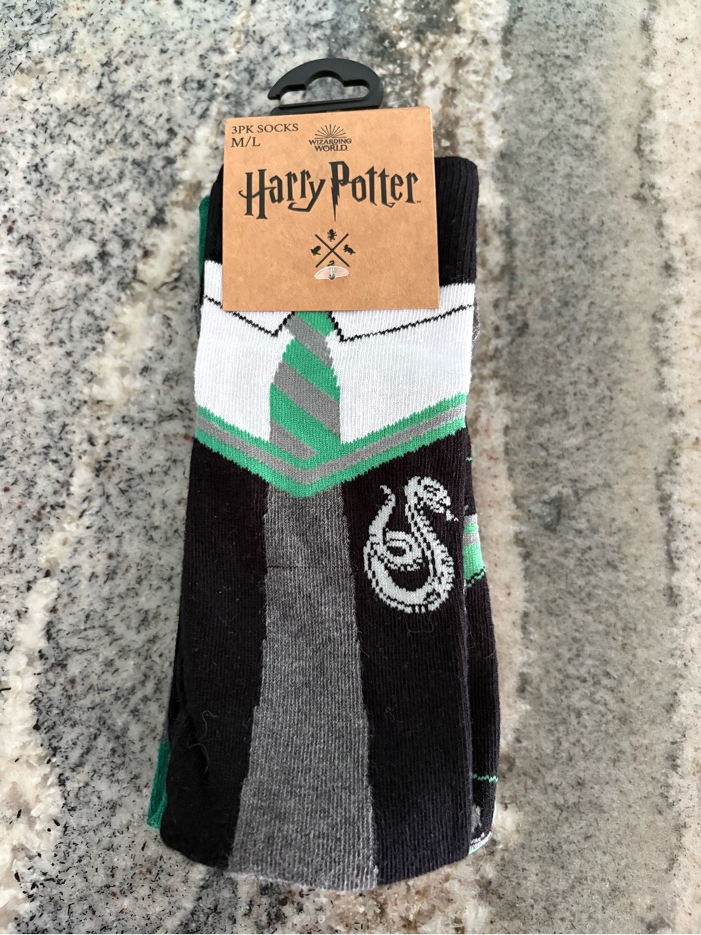 Wizarding World Harry Potter Slytherin Collection Socks Size M/L New 3